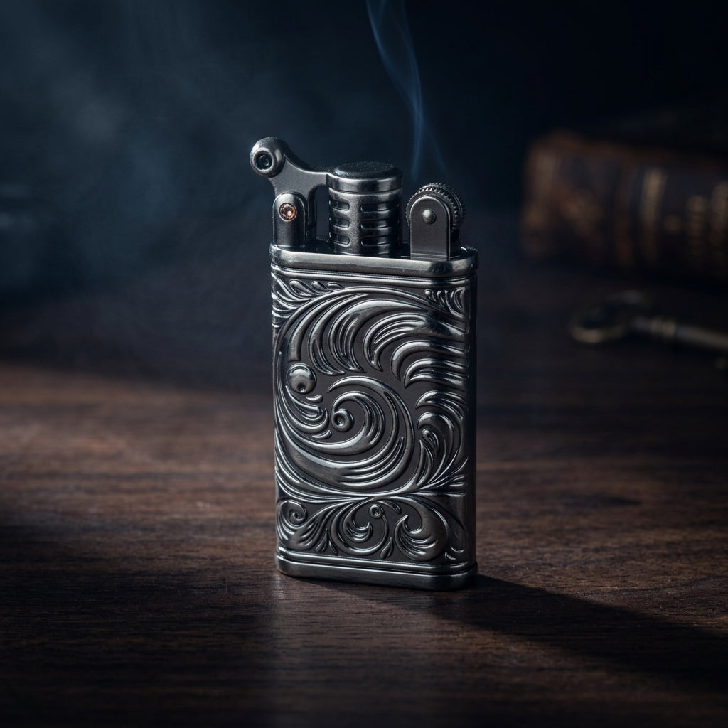 Buy Flint Wheel Crank Lighter Online in India | Vintage Mechanical Metal Lighter