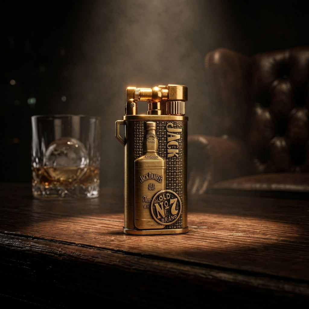Buy Vintage Whiskey Style Butane Lighter Online in India | Premium Gold Metal Lighter