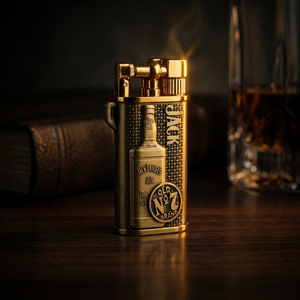 Buy Vintage Whiskey Style Butane Lighter Online in India | Premium Gold Metal Lighter