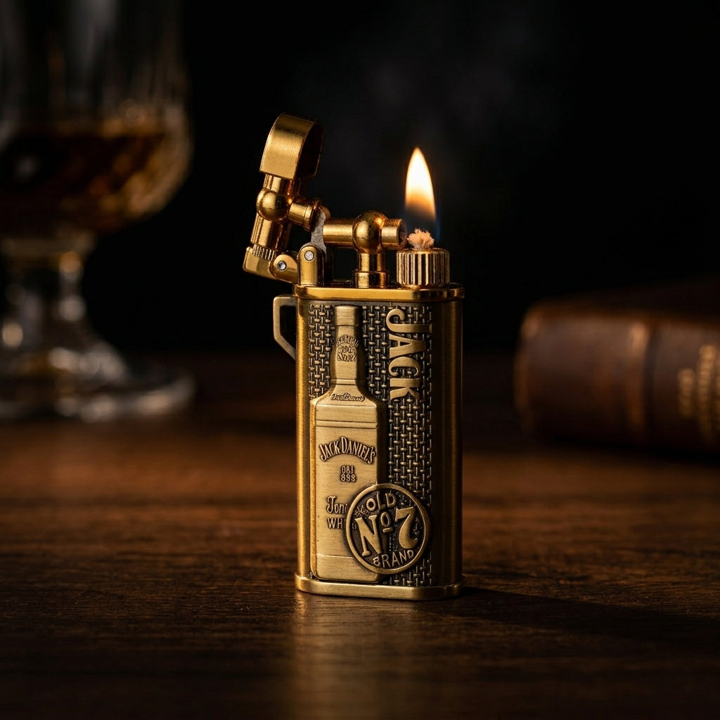 Buy Vintage Whiskey Style Butane Lighter Online in India | Premium Gold Metal Lighter