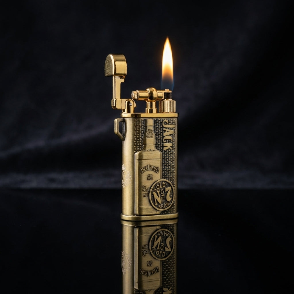 Buy Vintage Whiskey Style Butane Lighter Online in India | Premium Gold Metal Lighter