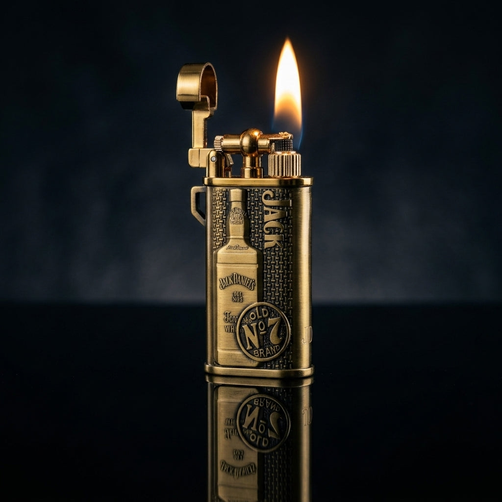 Buy Vintage Whiskey Style Butane Lighter Online in India | Premium Gold Metal Lighter